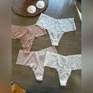 Victoria's Secret high waist Lace thongPanty Set of 4 - Pink, Cream, White nwot